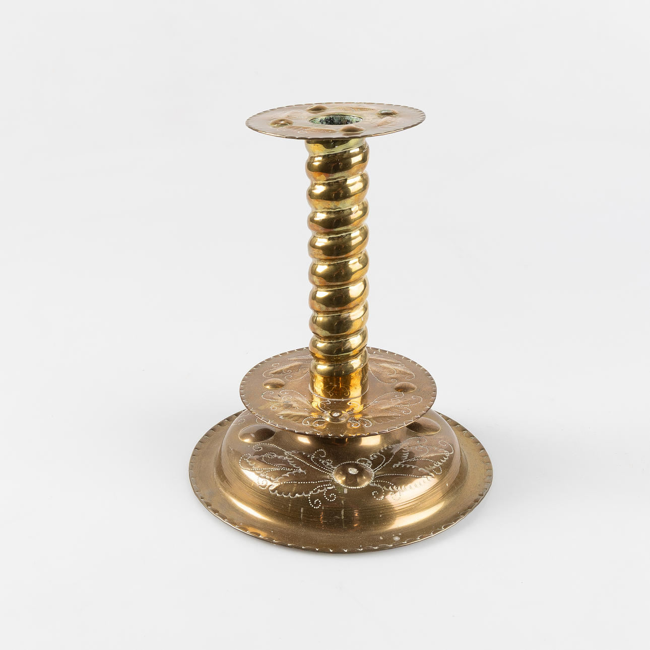 LJUSSTAKE, barockstil, mässing, 1800-tal.