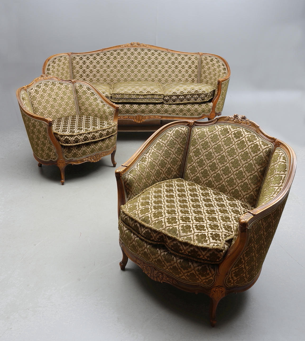 SOFFGRUPP, 3 delar, nyrokoko, 1900-talets mitt.