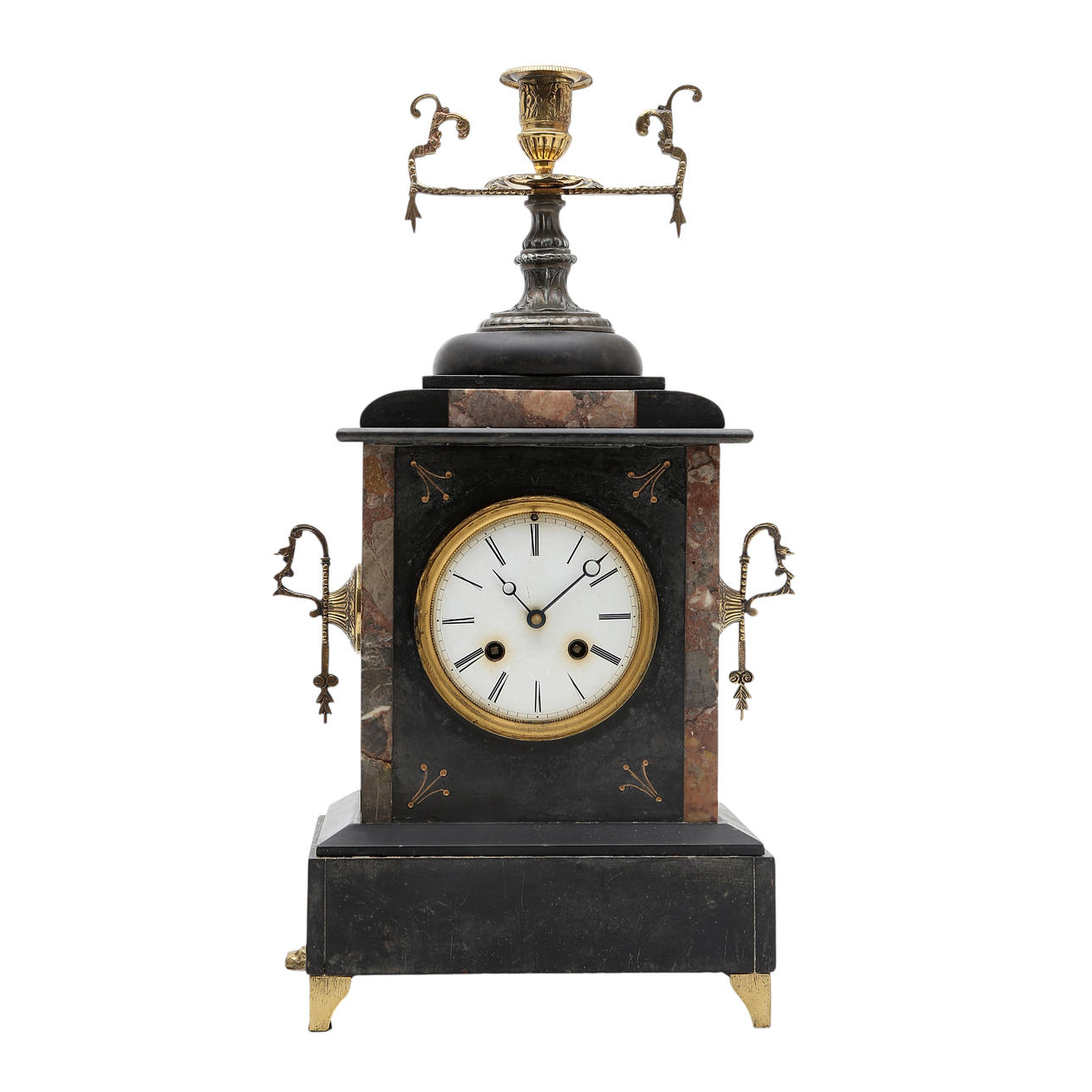 Marble and bronze clock, early 20th Century.