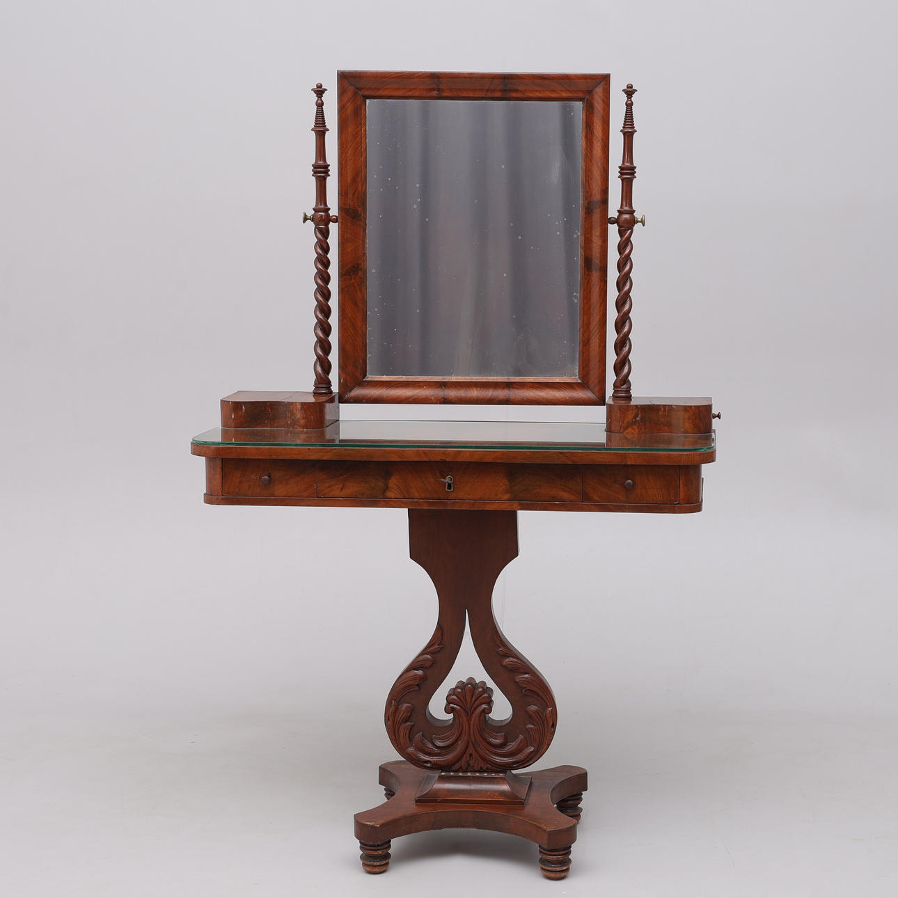 DRESSING TABLE, late Empire, walnut veneered.