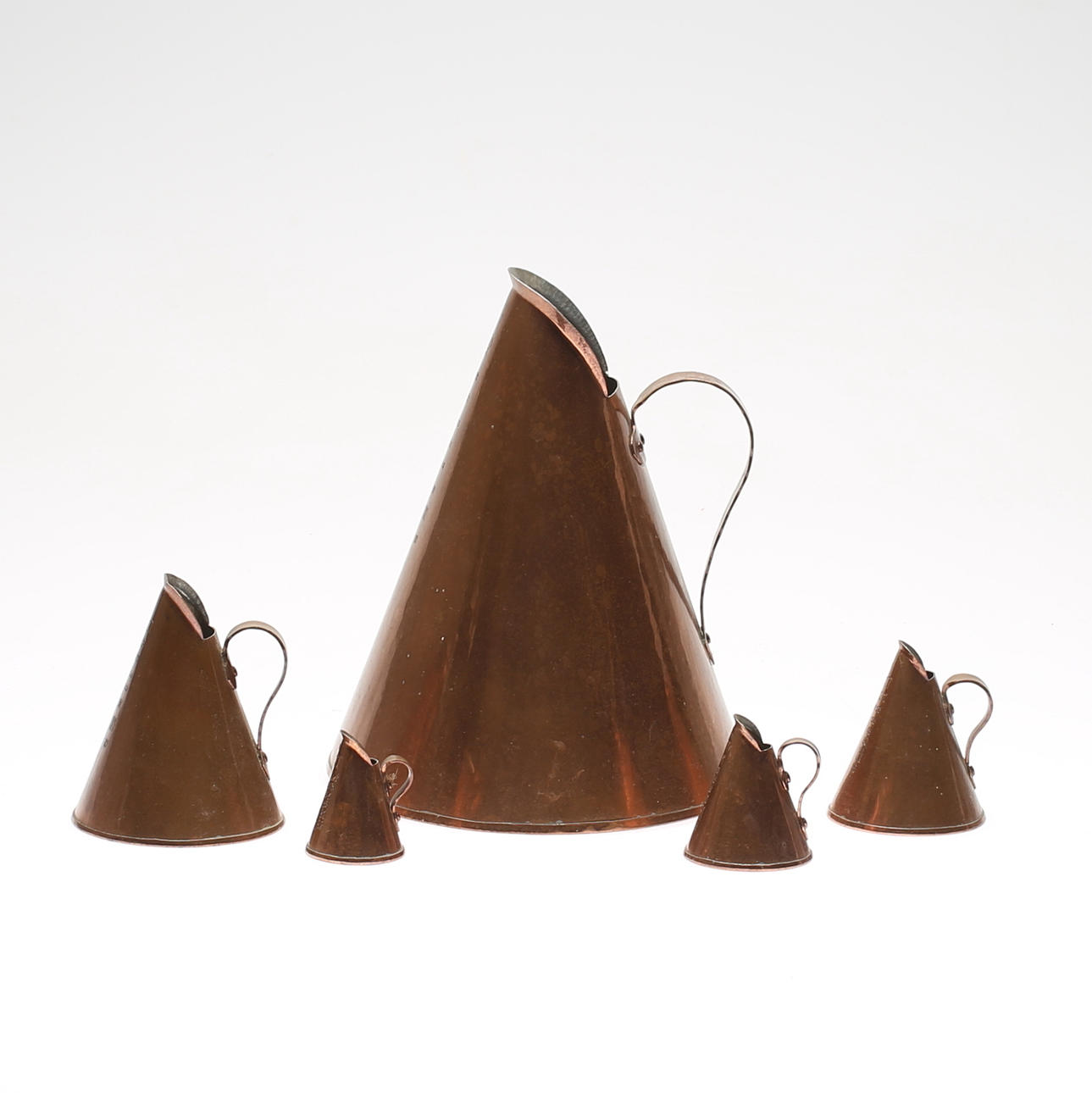 BRÄNNVINSMÅTT, 5 st, koppar, Wenström.