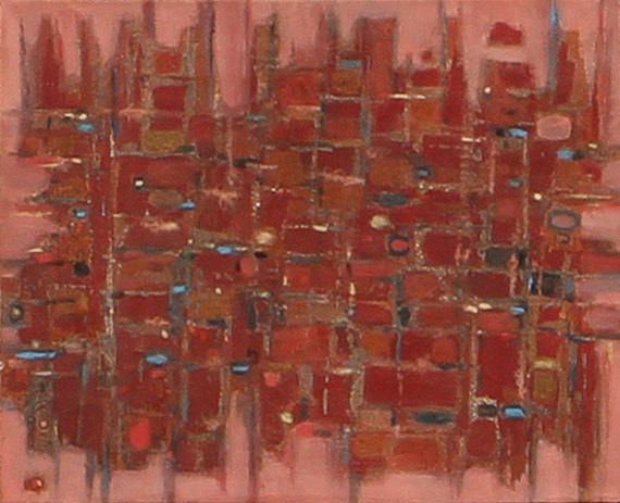 ABDELKADER GUERMAZ. Komposition, olja på duk, signerad.