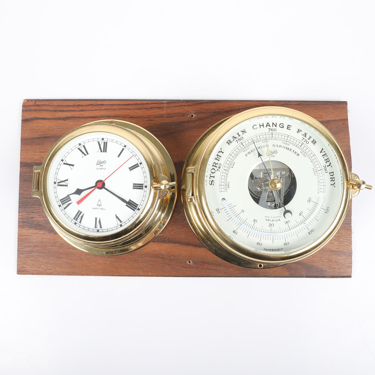 SKEPPSUR SAMT BAROMETER, mässing, Schatz.