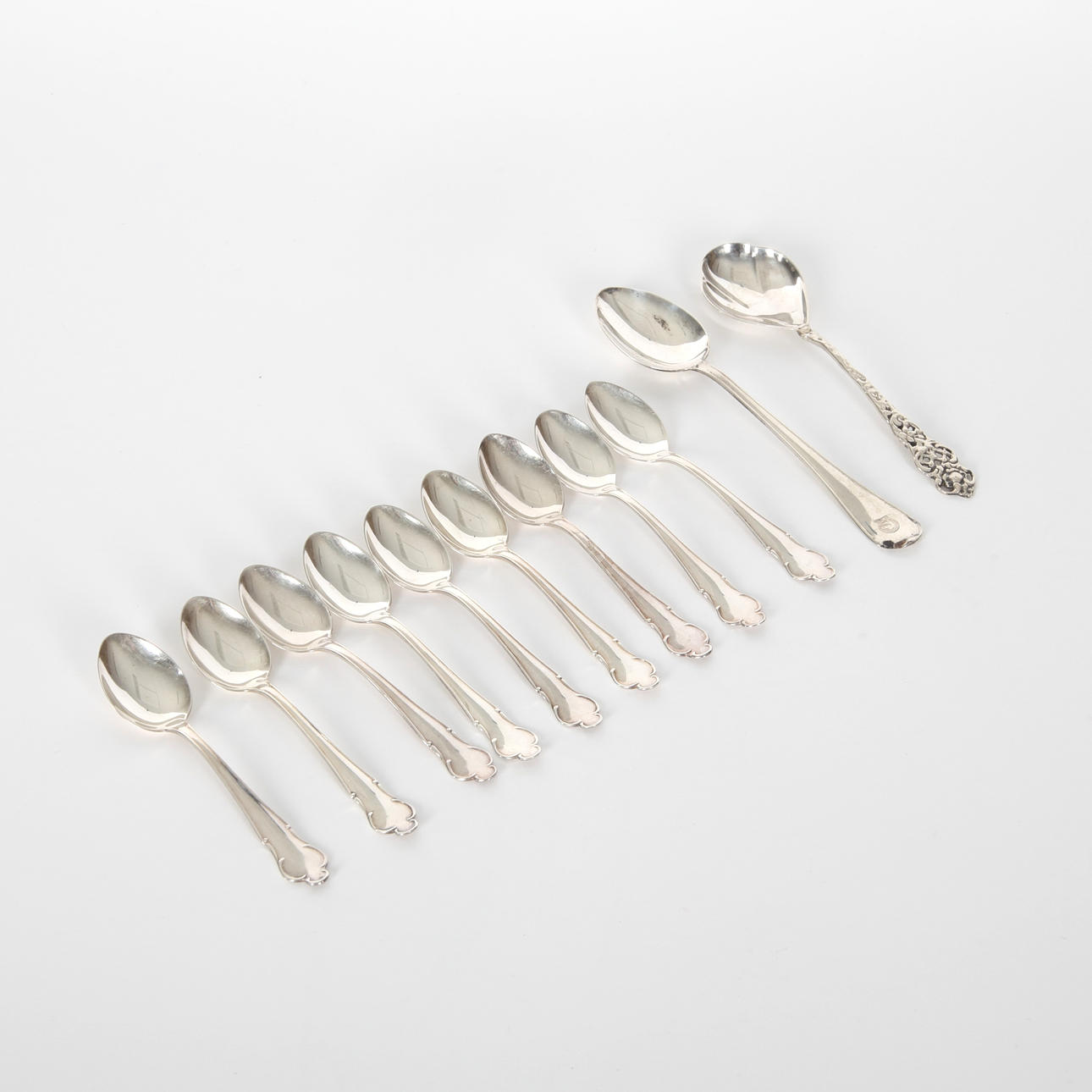 SILVER SPOONS, 11 pcs, mostly "Disa".