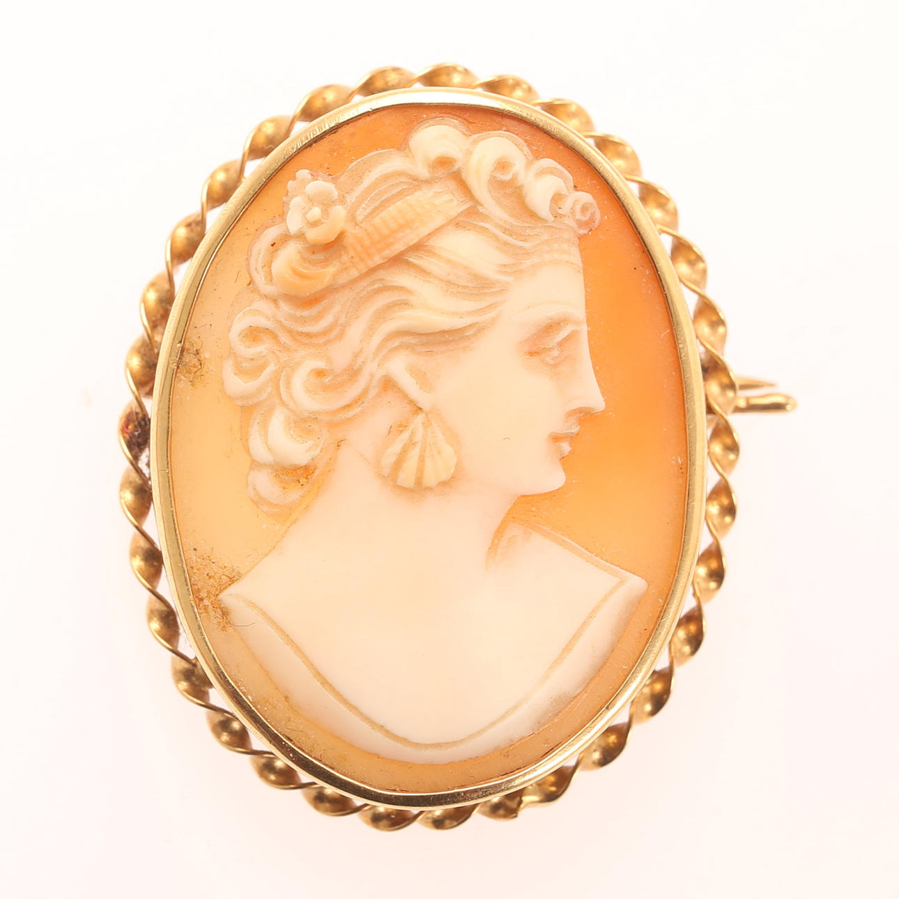 BROSCH, kamé, 18 k guld.