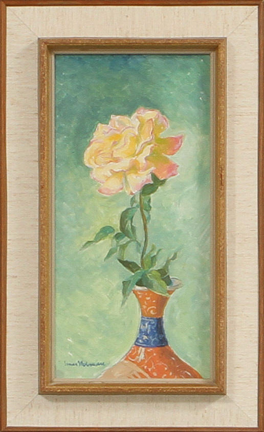 EINAR NERMAN. Ros i vas. Olja på pannå, signerad.