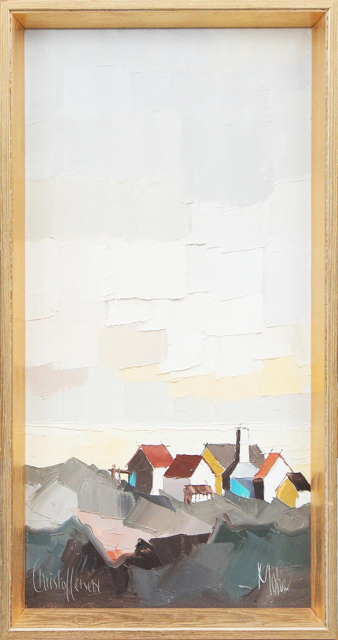 PETER CHRISTOFFERSEN. TRIPTYK, OLJOR på duk, signerade.