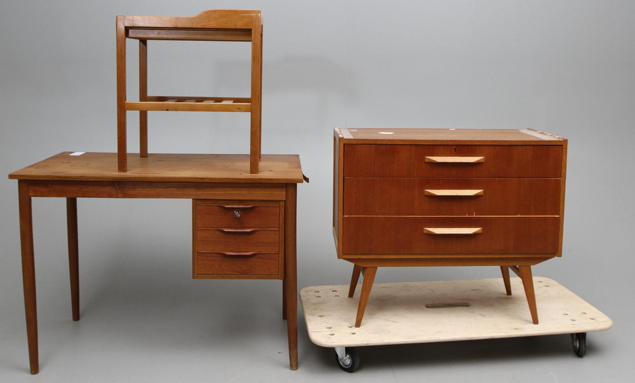 TEAKMÖBLER, 3 del, 1950/60 tal.