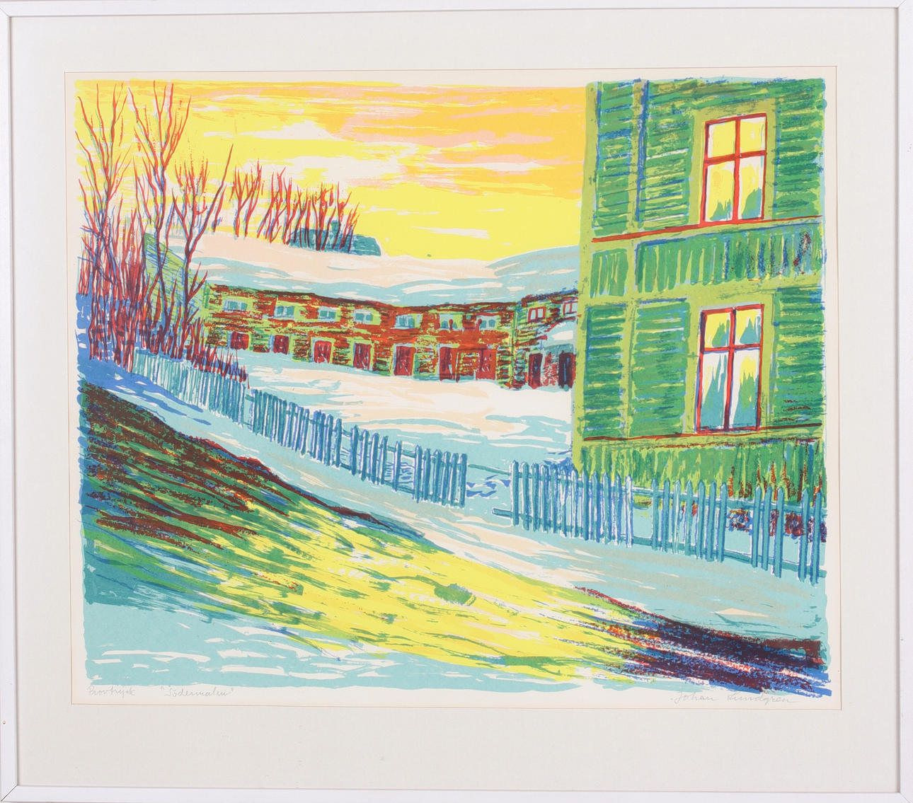 JOHAN LUNDGREN. "Södermalm", litografi, signerat provtryck.
