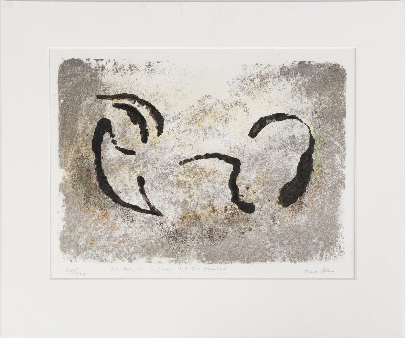 CURT ASKER. Komposition, litografi, oramat blad.