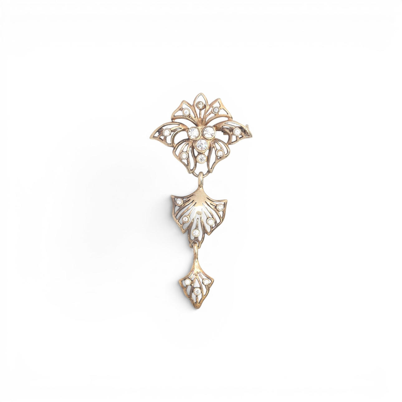 Articulated silver brooch, Modernist style.
