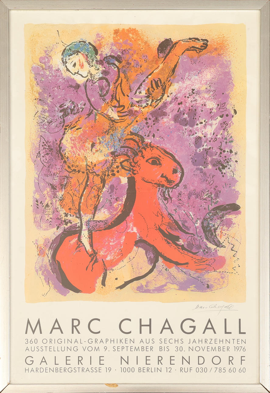 MARC CHAGALL. EFTER. Utställningsaffisch, Galleri Nierendorf.