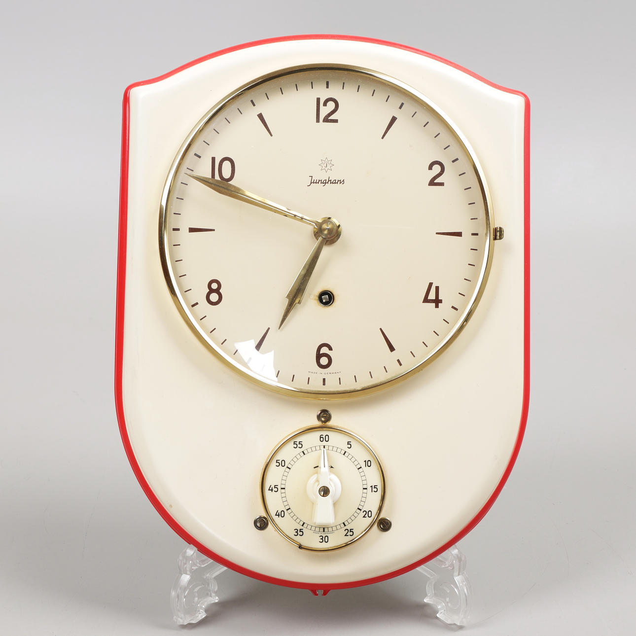 WALL CLOCK/KITCHEN CLOCK with egg timer, Junghans, 1950s/60s.