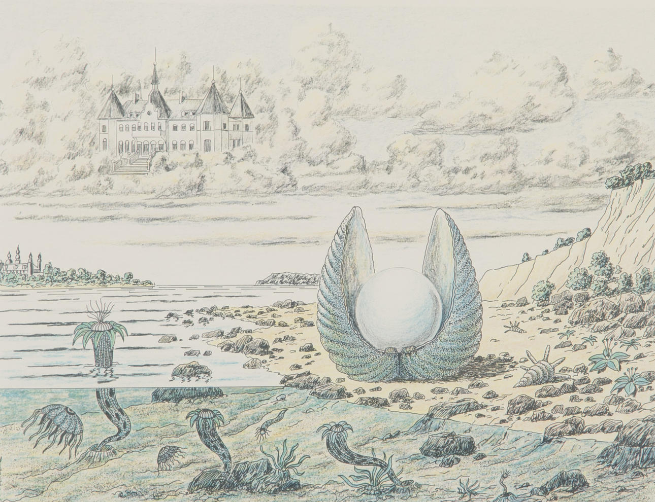 GEO WIDE. "Pärlan", färglitografi, signerad.