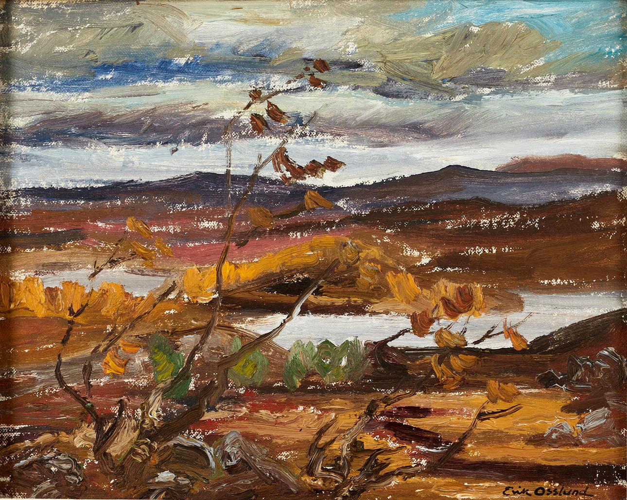ERIK OSSLUND (SVERIGE, 1913–1982). Norrländskt höstlandskap, signerad