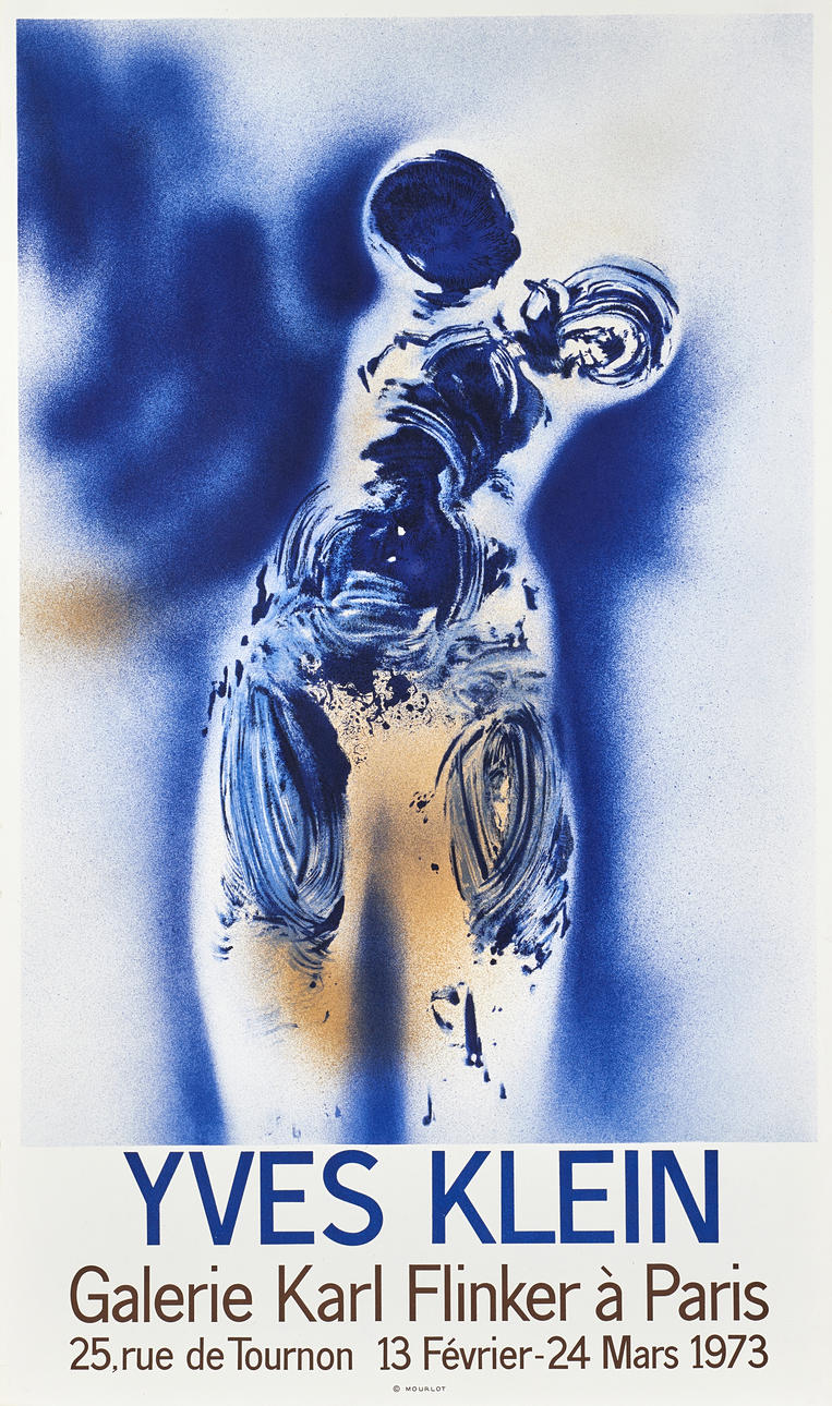 YVES KLEIN (1928-1962) (efter), "Yves Klein" (Galerie Karl Flinker Exhibition Poster), färglitografi 1973