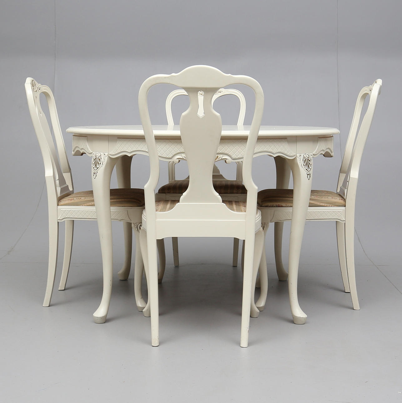 MATSALSMÖBEL, 5 delar, rokokostil, 1900-talets andra hälft.