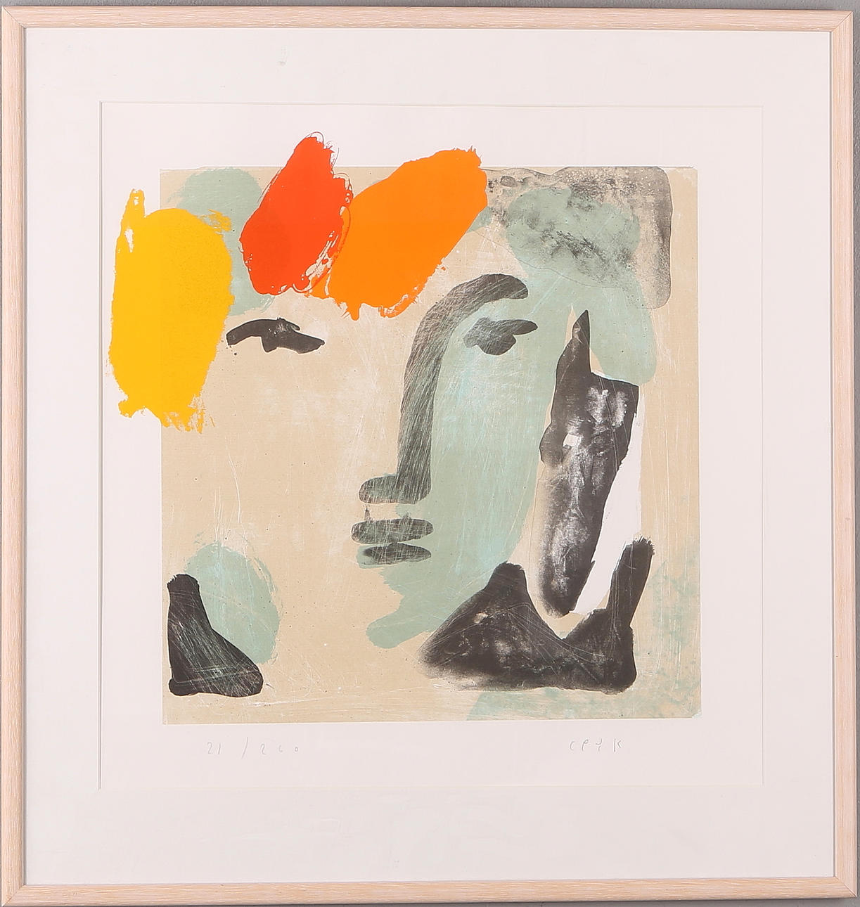 CAMILLA PYK. Ansikte, färglitografi, signerad samt numrerad 21/260.