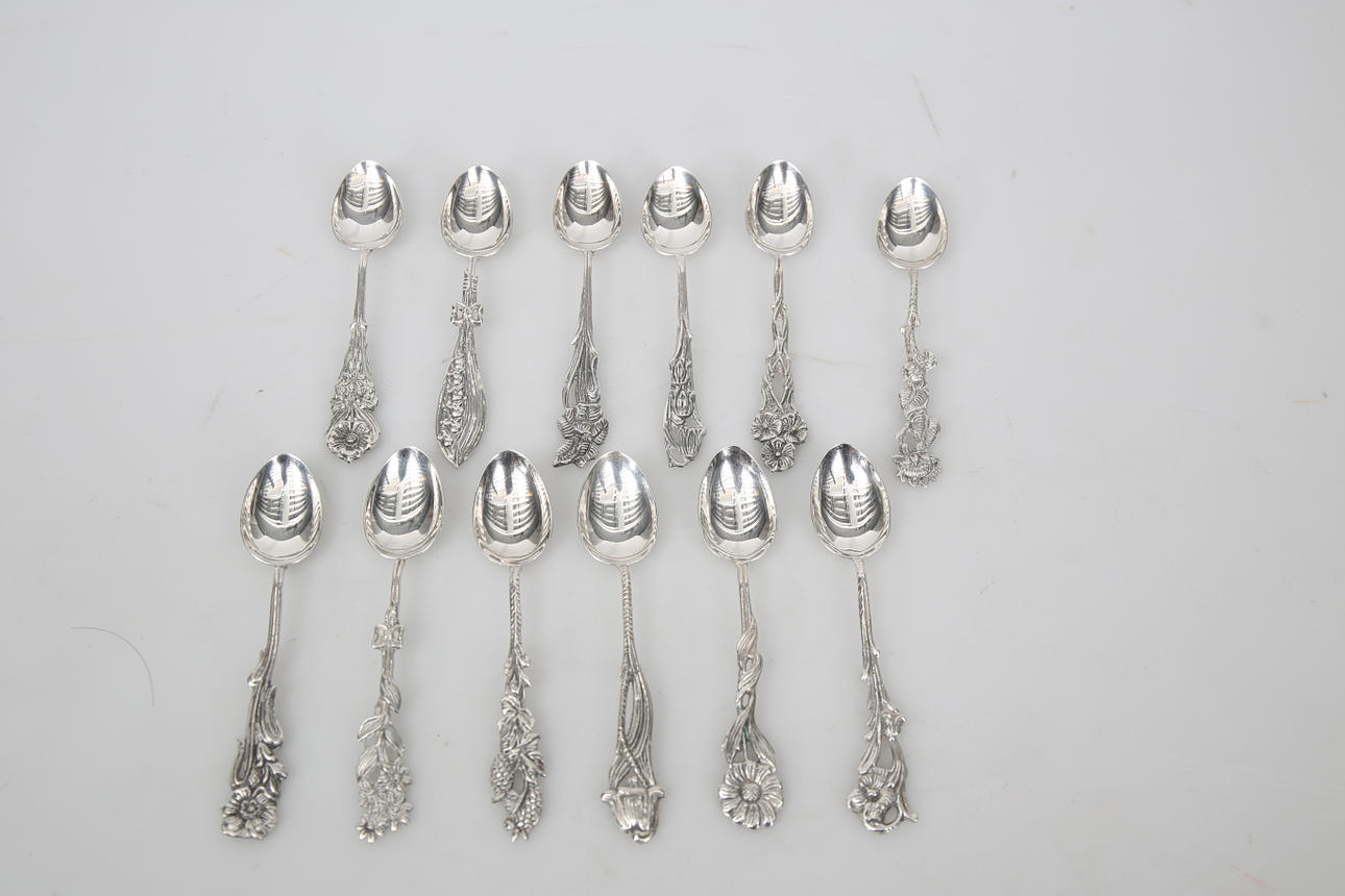 MOCKASKEDAR, silver, "Svensk Flora", 12 stycken, 108,3 gram.