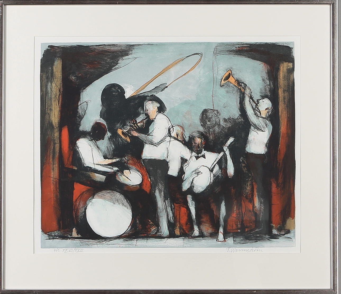 BERNDT WENNSTRÖM. Musiker, färglitografi, signerad samt numrerad HC XXVII/XXIX.