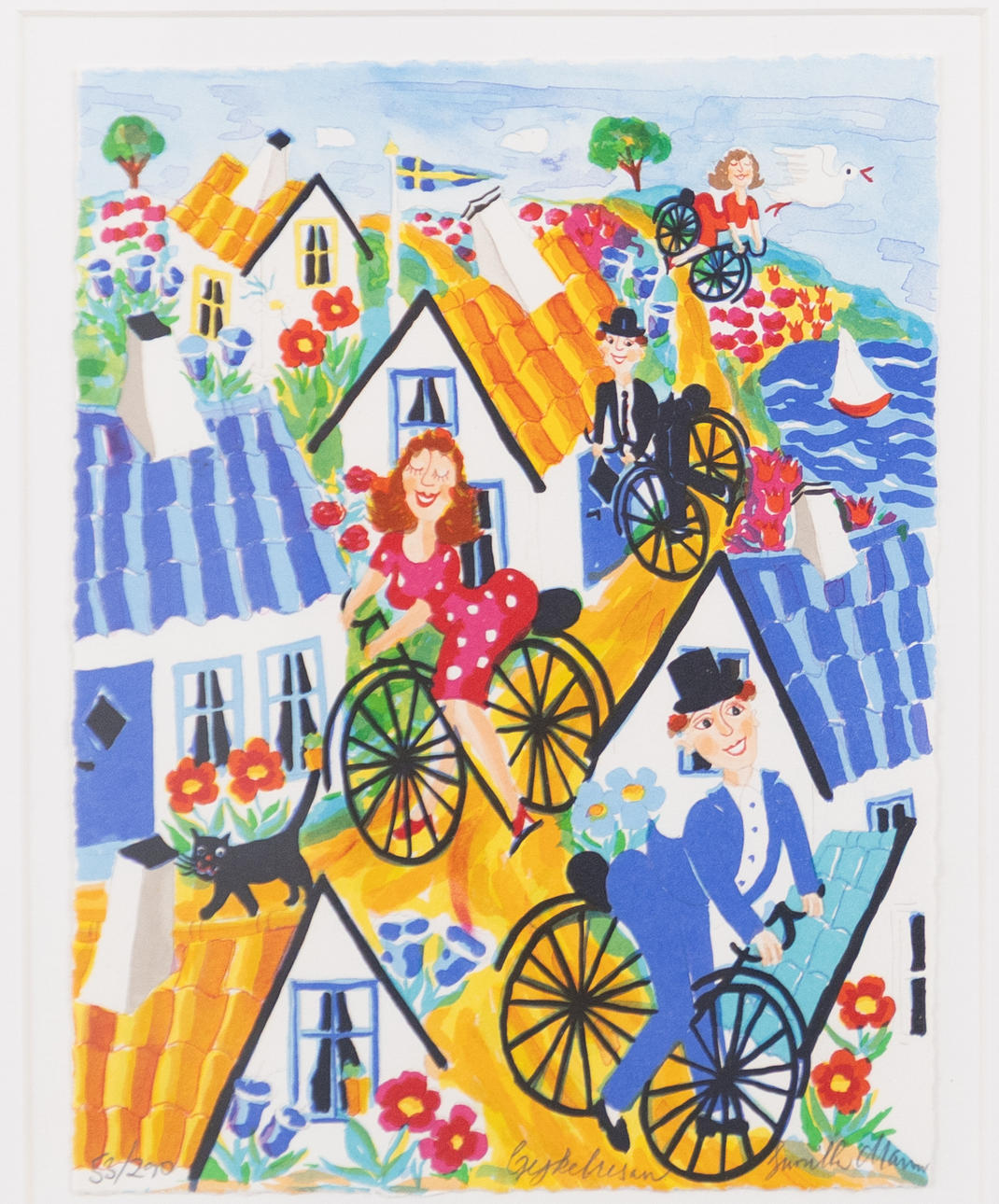 GUNILLA MANN. Lithograph, "Cykelresan", 53/290, signed.