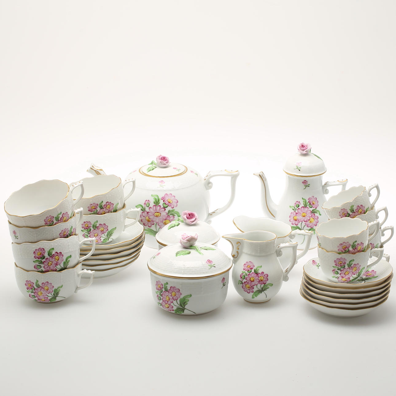 TE/KAFFESERVIS, 18 delar, porslin, Herend.