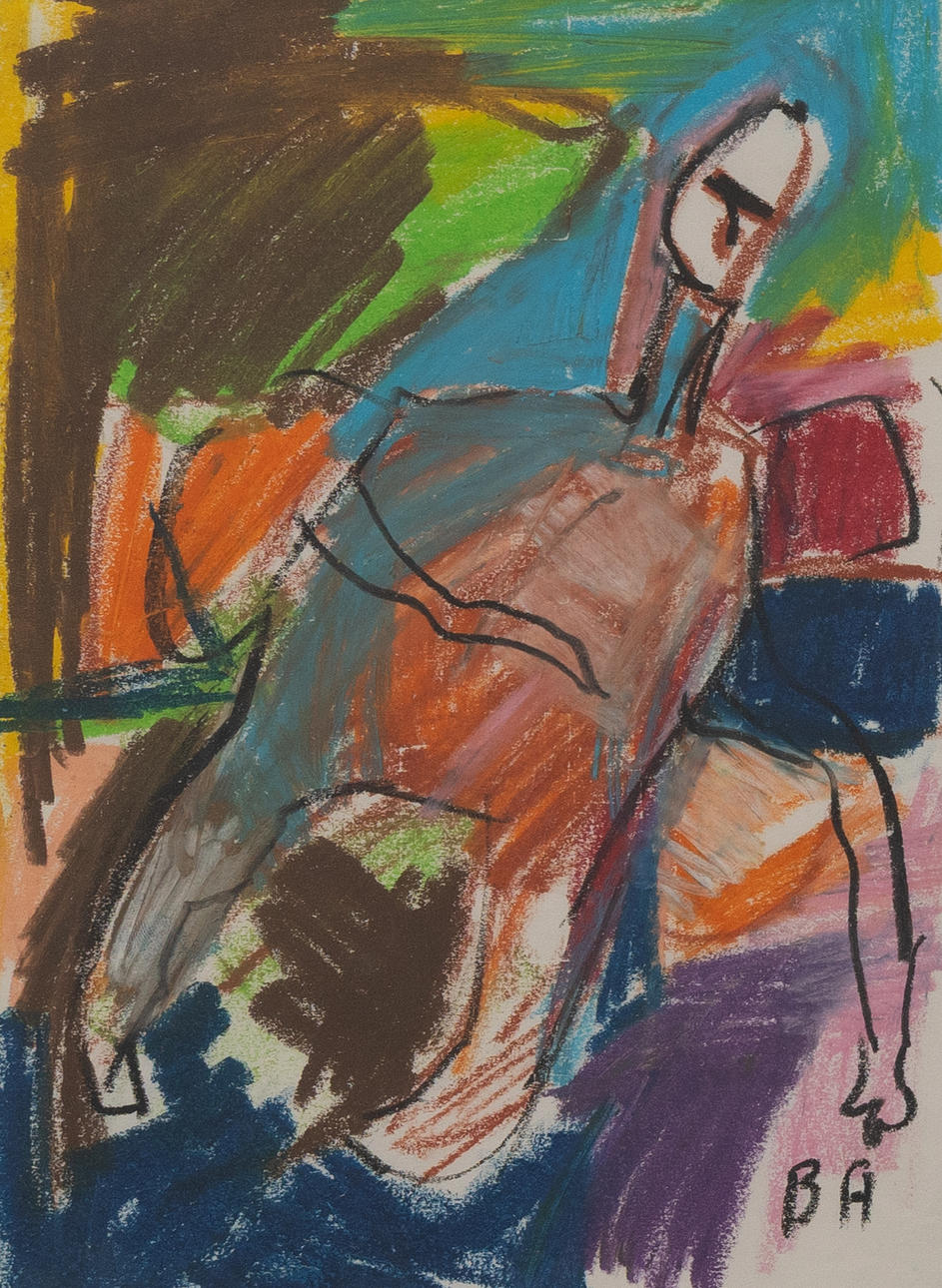 BERTIL ANDERSSON. Figurkomposition, pastell, signerad BA.