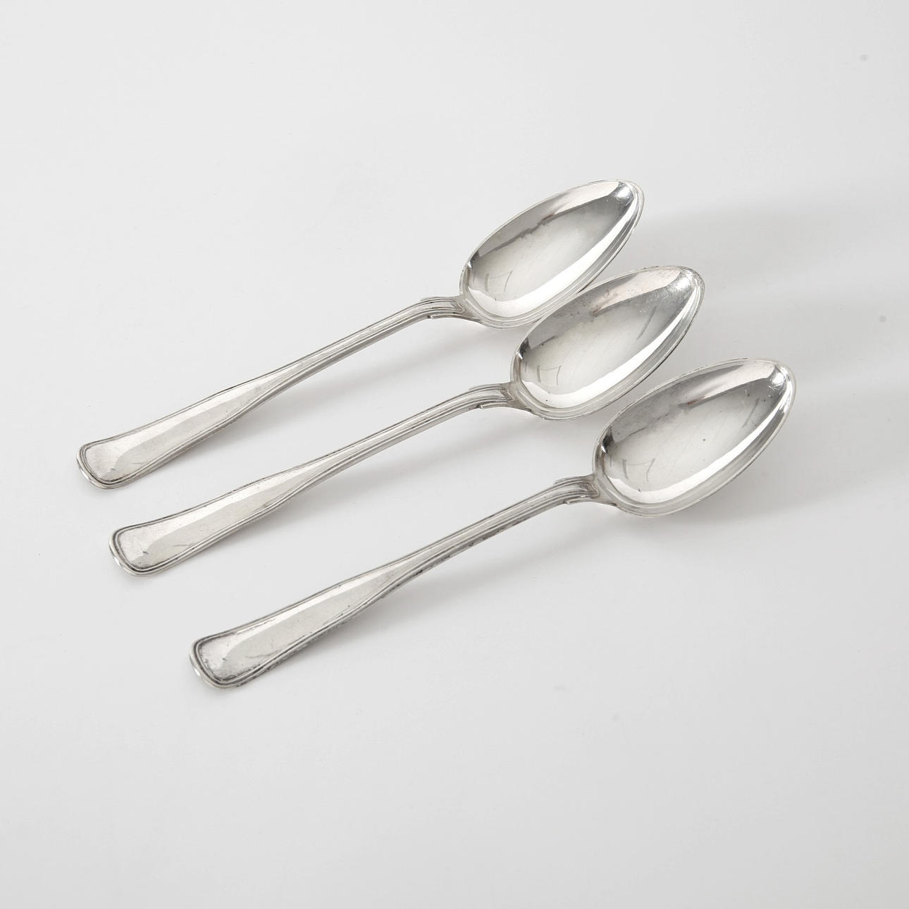 FERDINAND SCHLAGE. Silverskedar 1890, 3 st, Danmark.