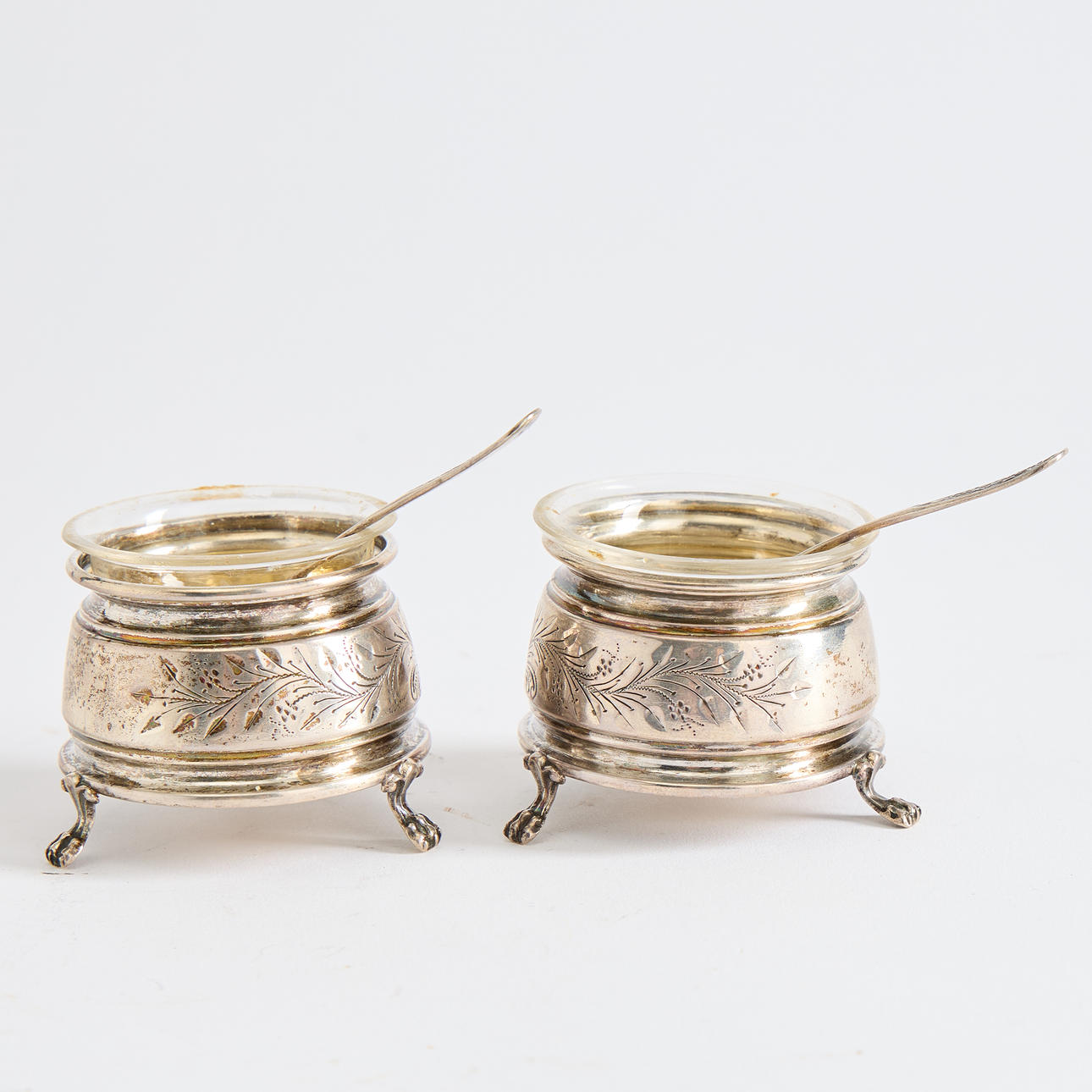 SALT CELLARS a pair, silver, Samuel Presser Linköping 1829.