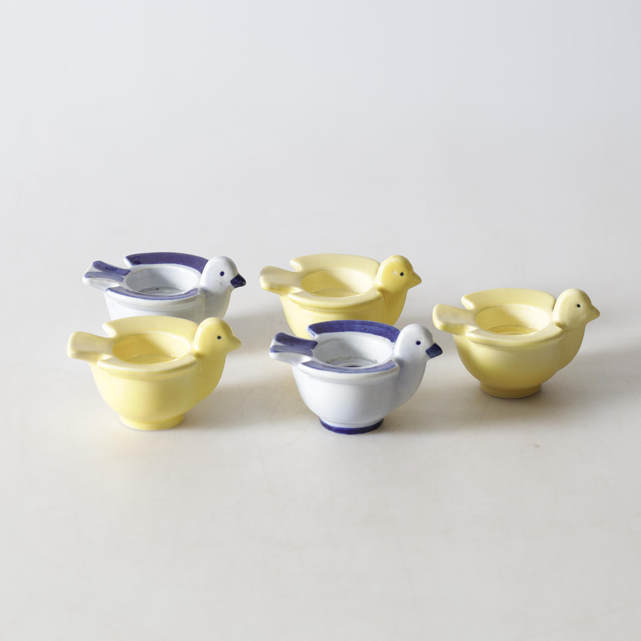 LISA LARSON. Candlesticks/egg cups, 5 pcs. Porcelain, signed.