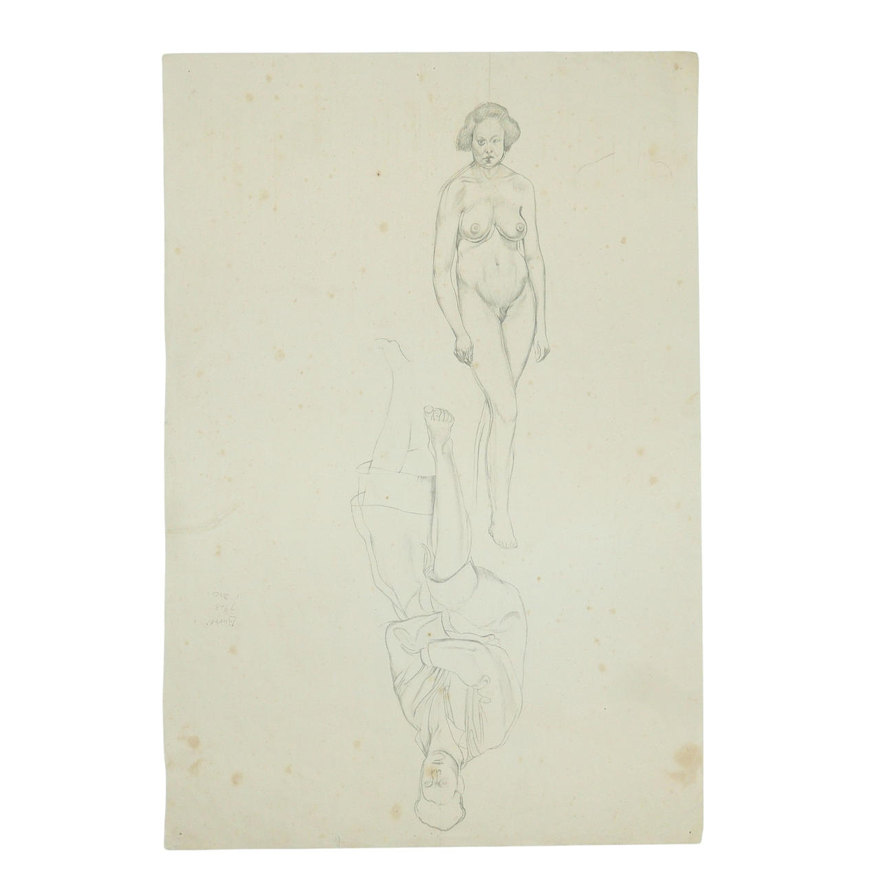 EDWARD BURRA (1905 - 1976). A DOUBLE-SIDED PENCIL STUDY, ASSORTED SKETCHES INCLUDES STANDING MALE AND FEMALE NUDE.