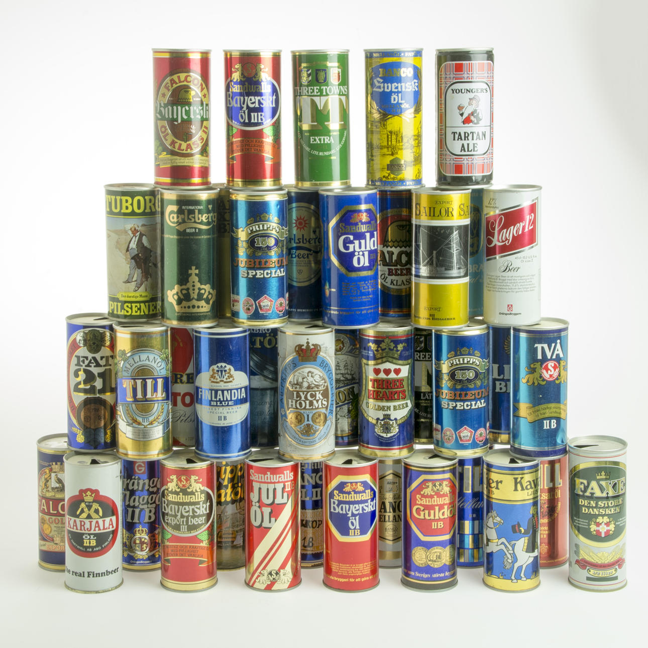 ÖLBURKSSAMLING, ca 100 burkar, 1970-tal.