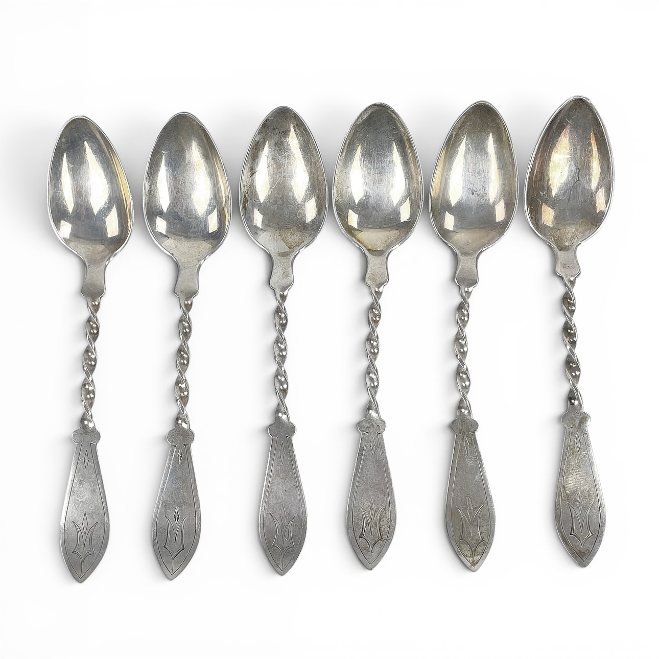 TEASPOONS, 6 pcs. Silver, so-called Jämtland spoons, 1899.