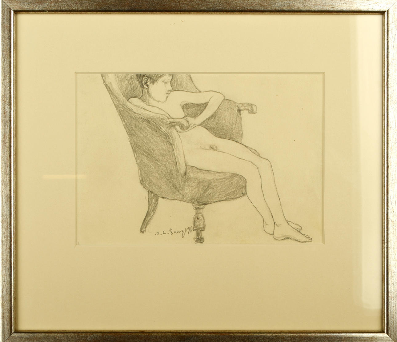JOHANNES COLLIN. Pencil on paper, signed, dated 1916.