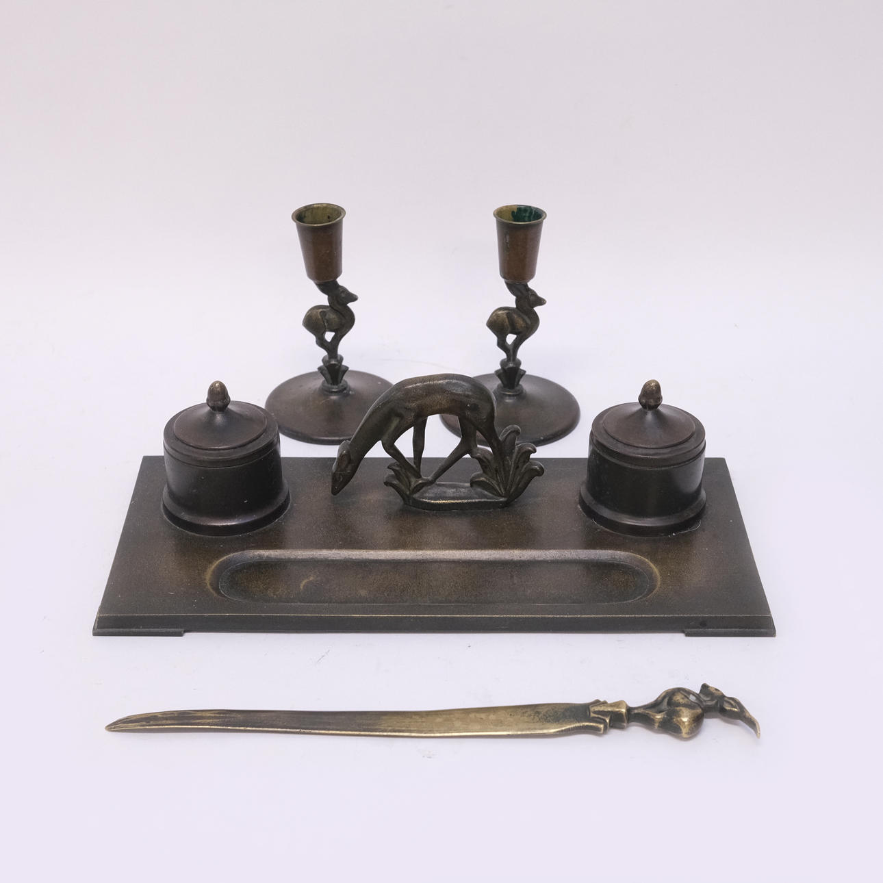 DESK SET, YSTAD BRONS FOUR PIECES.