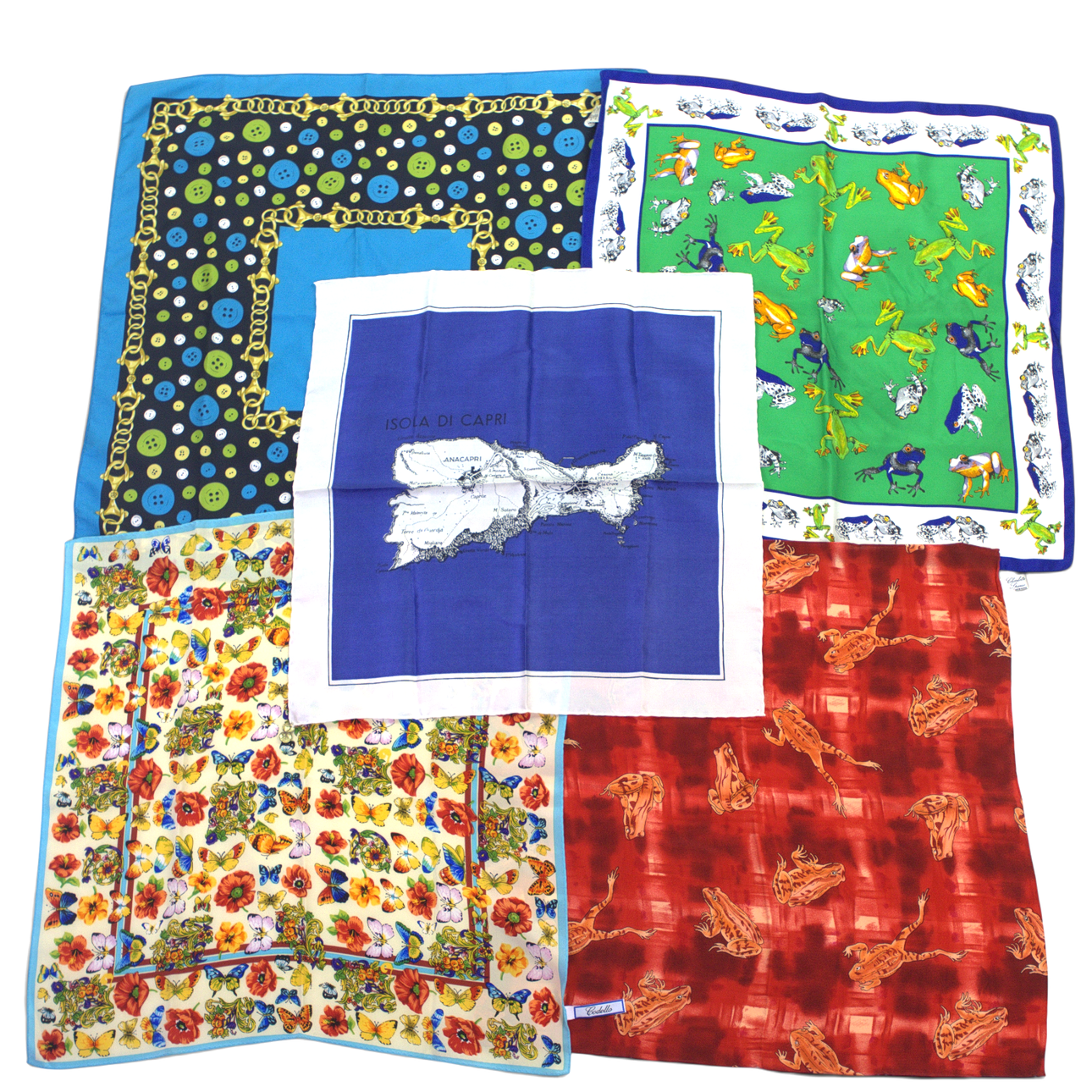 SCARVES, 5 st. 100% siden, Charlotte Sparre, Codello m.fl ...