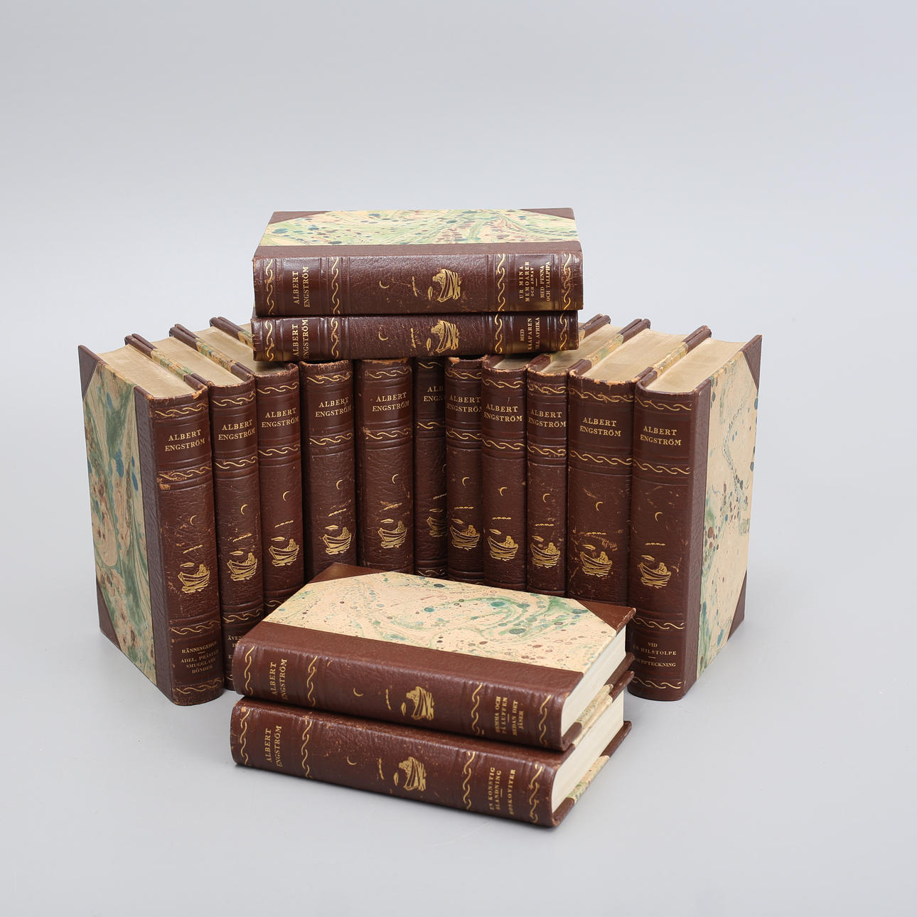 ALBERT ENGSTRÖM. 15 half-French bindings, 1940s.