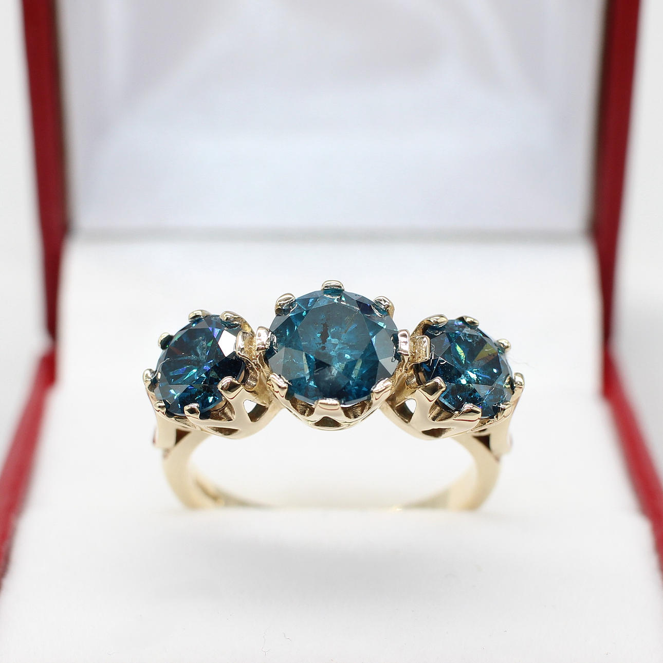 4.00CT FANCY BLUE DIAMOND TRILOGY RING.