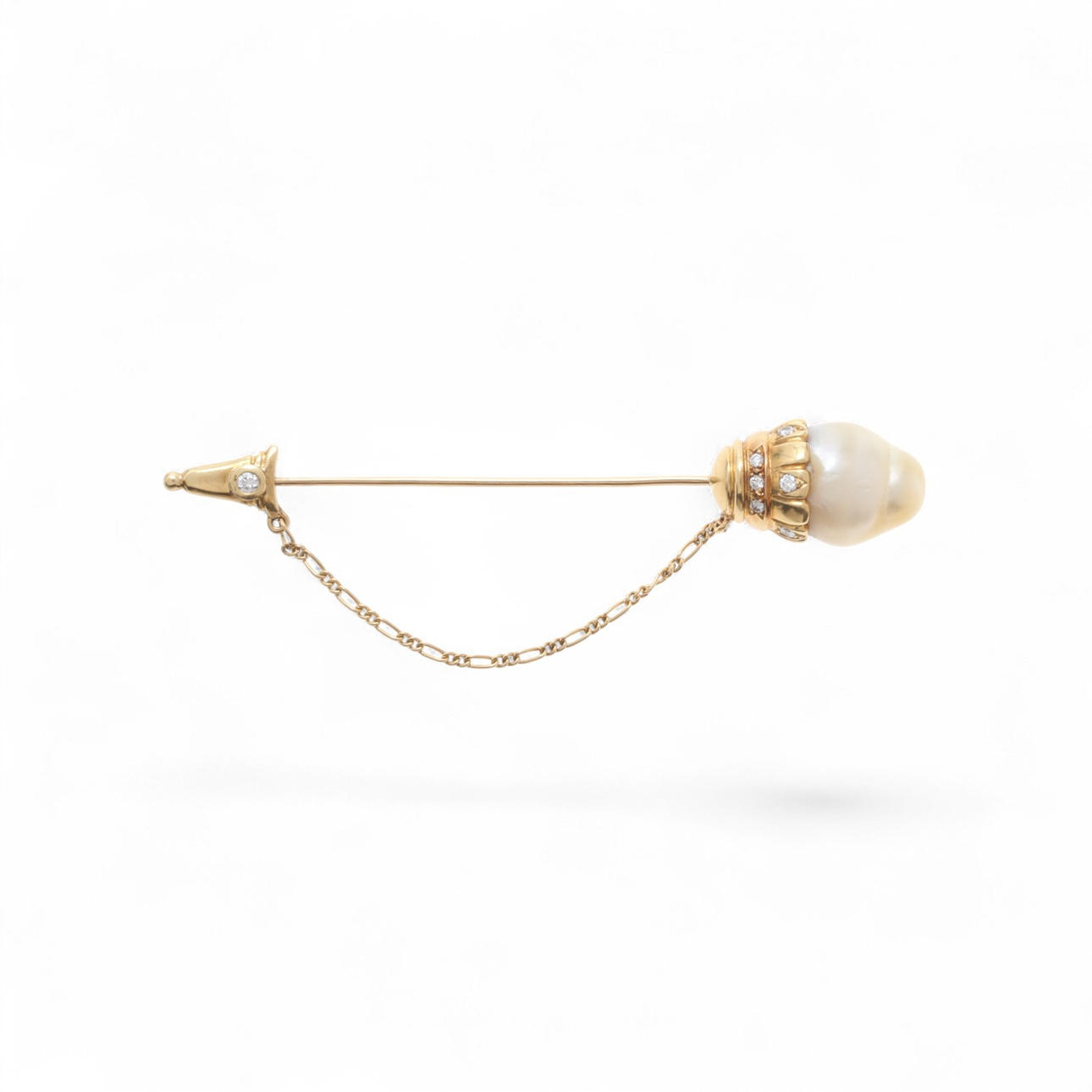 Diamonds and Baroque pearl brooch.
