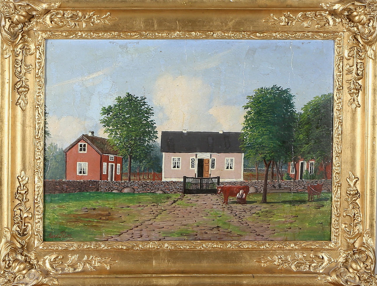 OIDENTIFIERAD KONSTNÄR. Gåramålning, olja på pannå, signerad Axel Roth, 1900-tal.