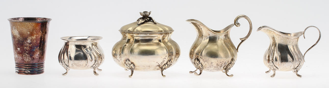 SILVERFÖREMÅL, 5 delar. 500 gram.