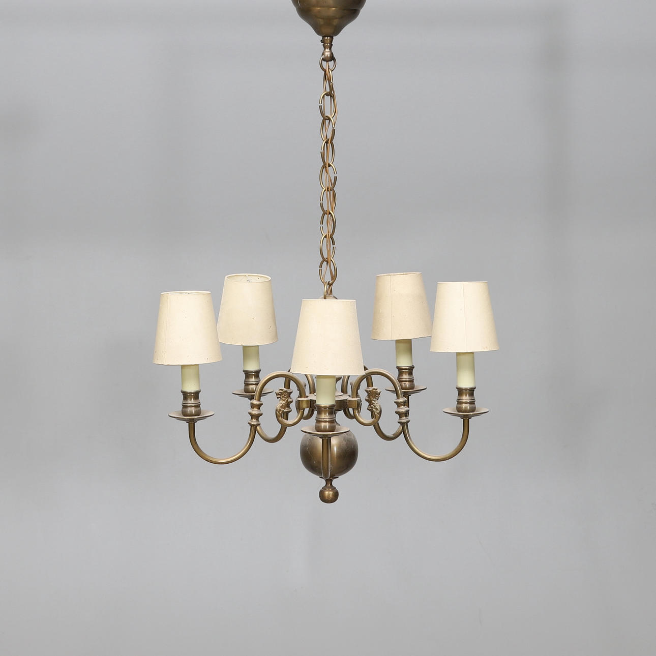 CHANDELIER, brass, 20th century.