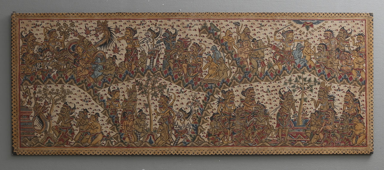 OIDENTIFIERAD KONSTNÄR. "Ramayana story", batiktryck, Indien, osignerad.