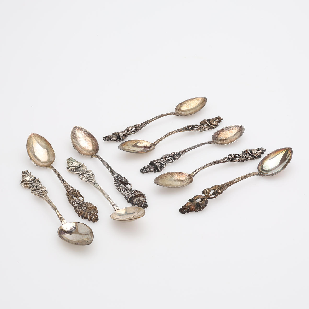 SKEDAR, NIO STYCKEN, SILVER, TOTAL VIKT CA 97 GRAM.