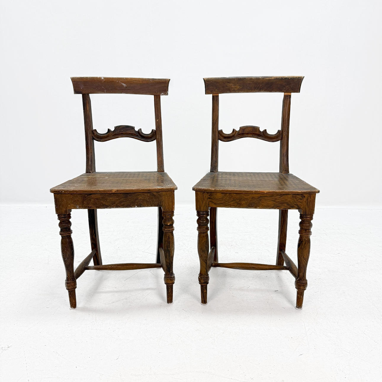 CHAIRS - A pair, painted in rattan pattern.