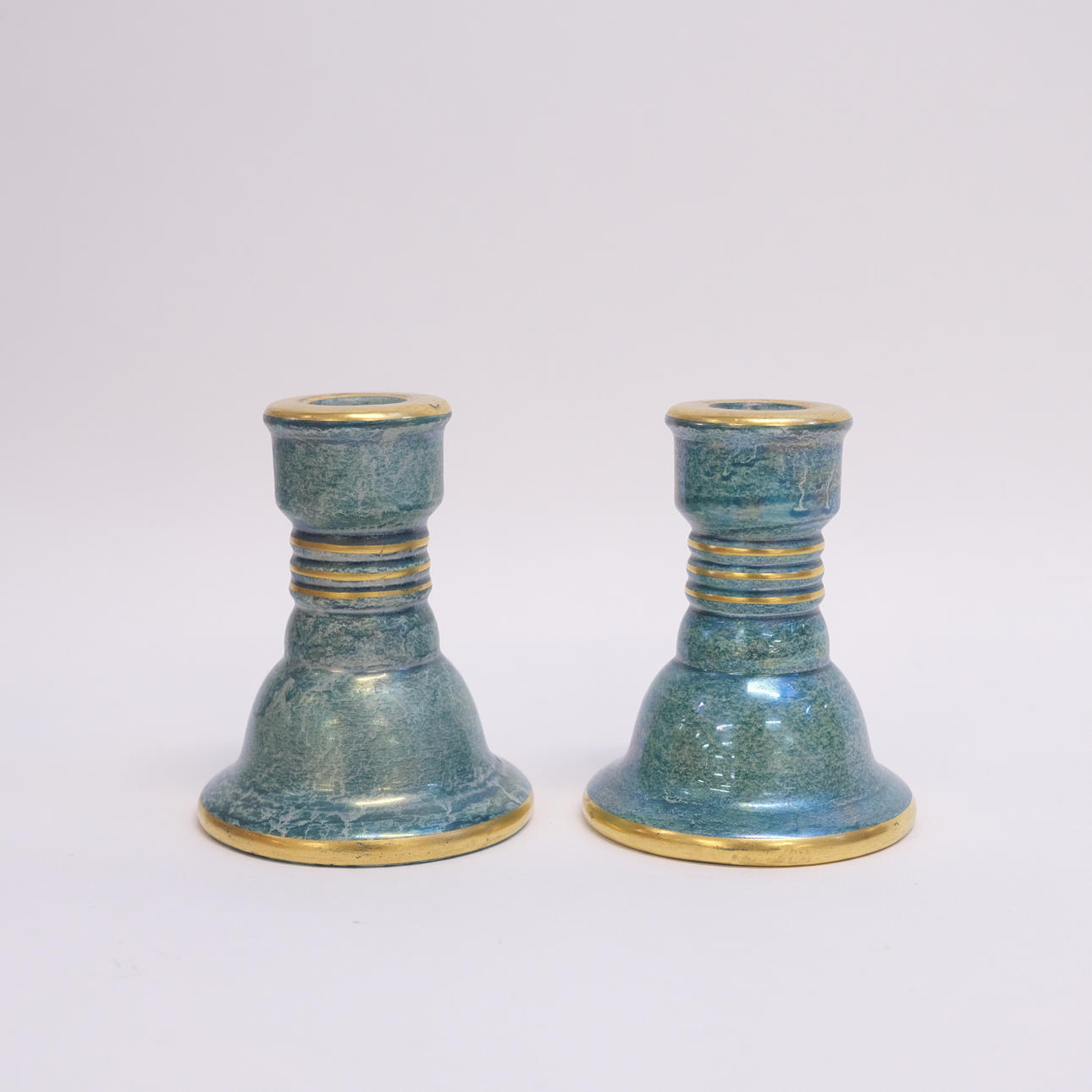 JOSEF EKBERG. GUSTAVSBERG, CANDLESTICKS, A PAIR.