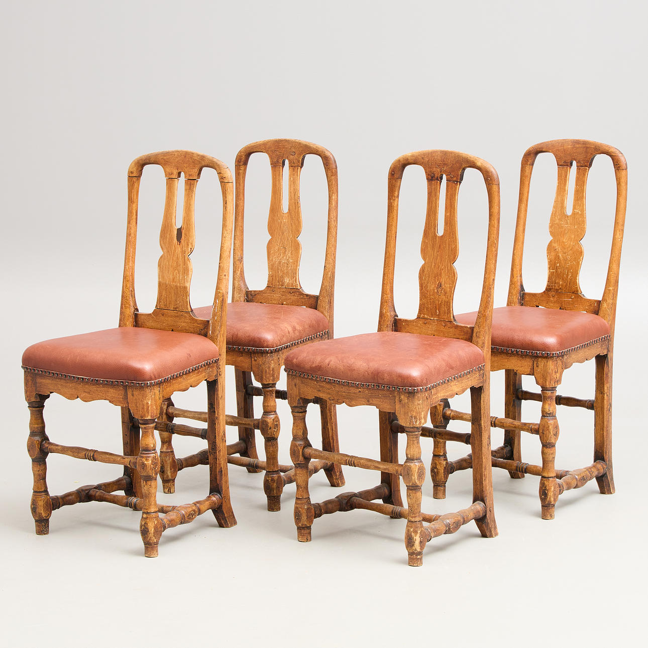CHAIRS 4 pieces, first half/mid-18th century.