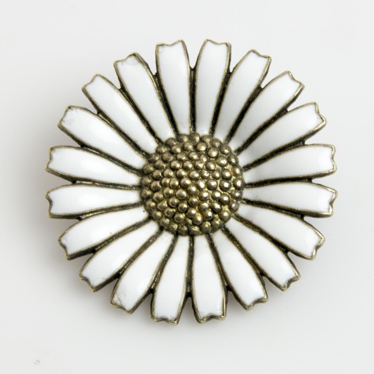 BROCSH, silver, emalj, "Daisy", Anton Michelsen, Danmark.