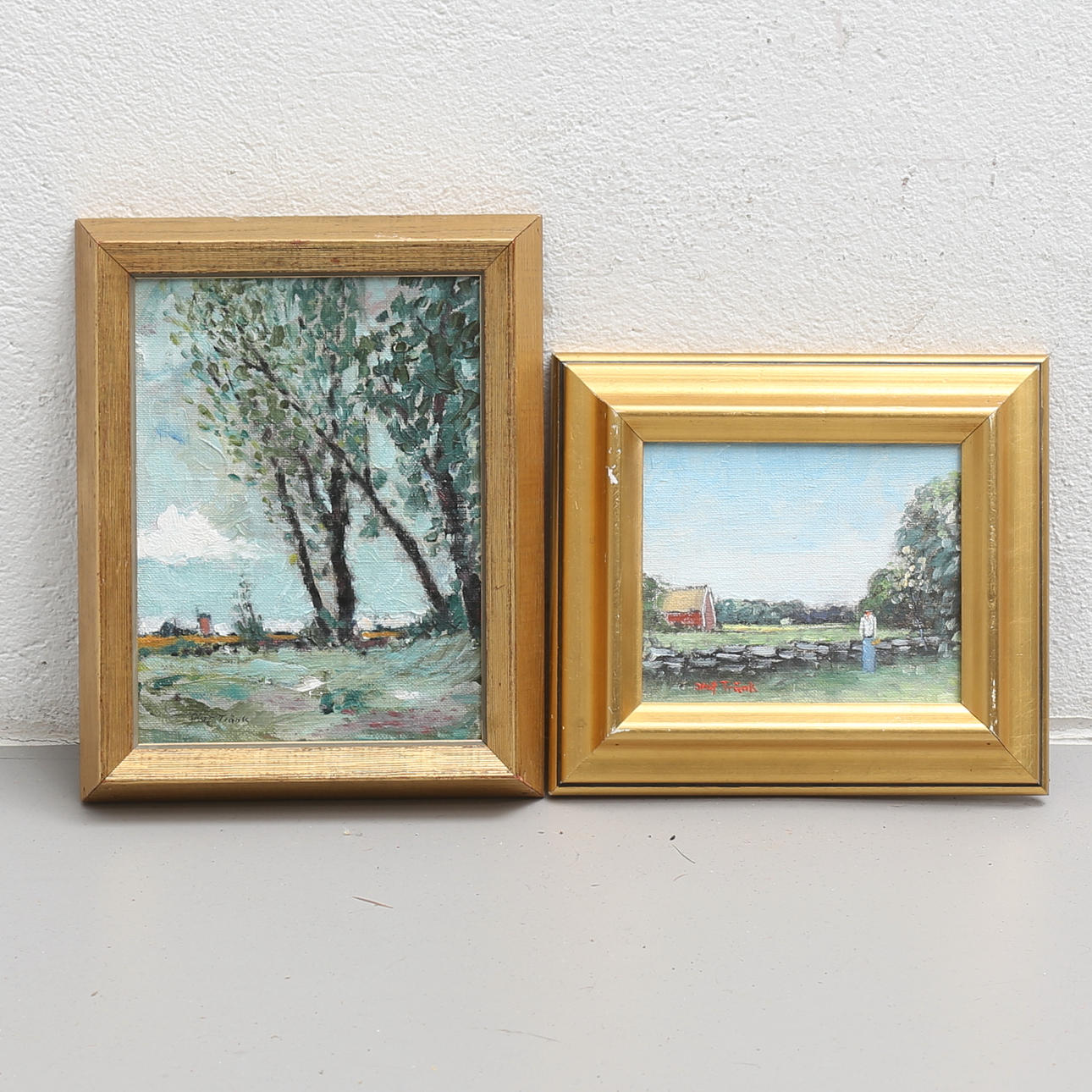 OLOF TRÄNK. Tavlor, (2), Ölandsmotiv, olja på pannå, signerade.