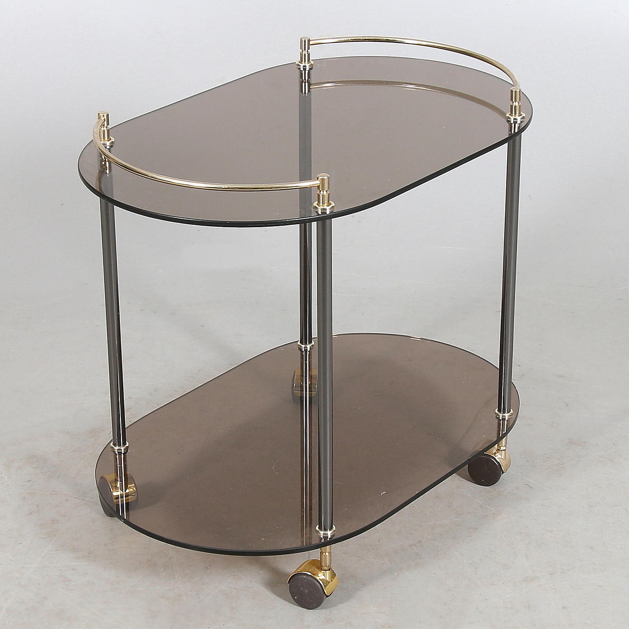 SERVERINGSVAGN, glas och mässing, 1900-talets andra hälft.